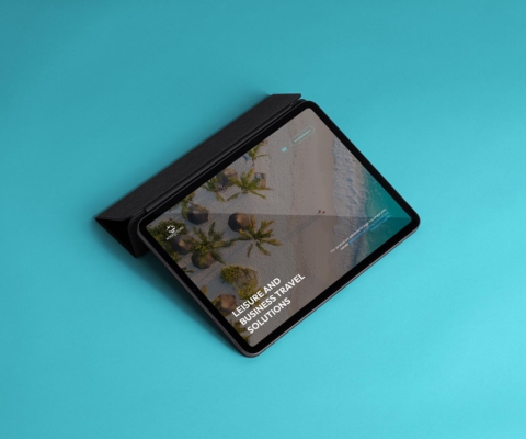 Landscape iPad Pro Space Gray with Cover Mockup